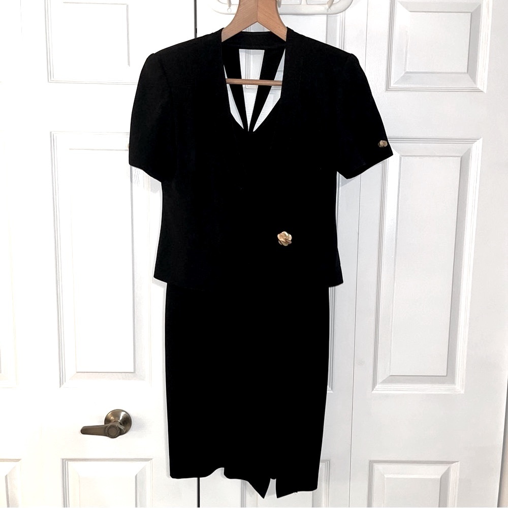 2-Piece back dress lined, with crop jacket, size 10.